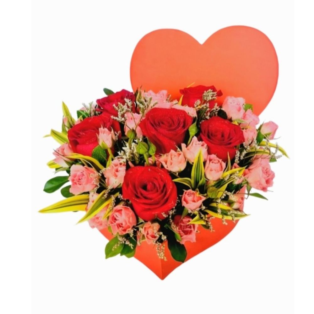 Caixa Coração com mini Rosas